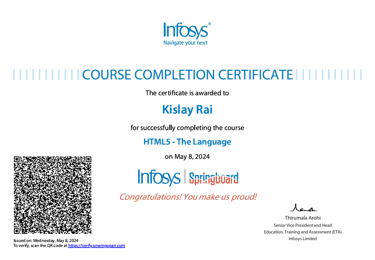 HTML Certificate